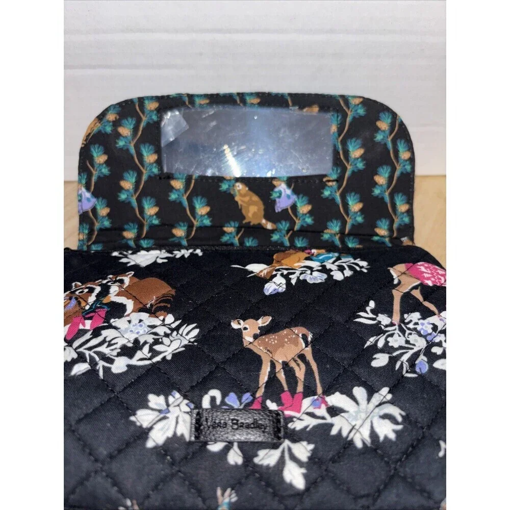 Vera Bradley Brush & Cosmetic Makeup Travel Bag in Merry Mischief Magnet Mirror